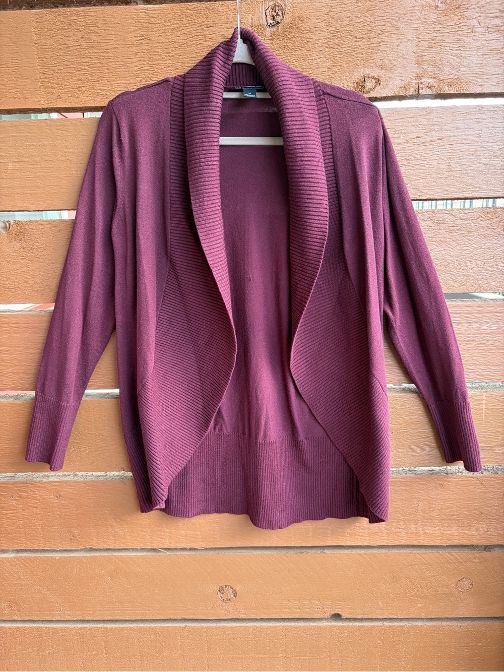 INC International Concepts Open-Front Draped Cardigan - Burgundy